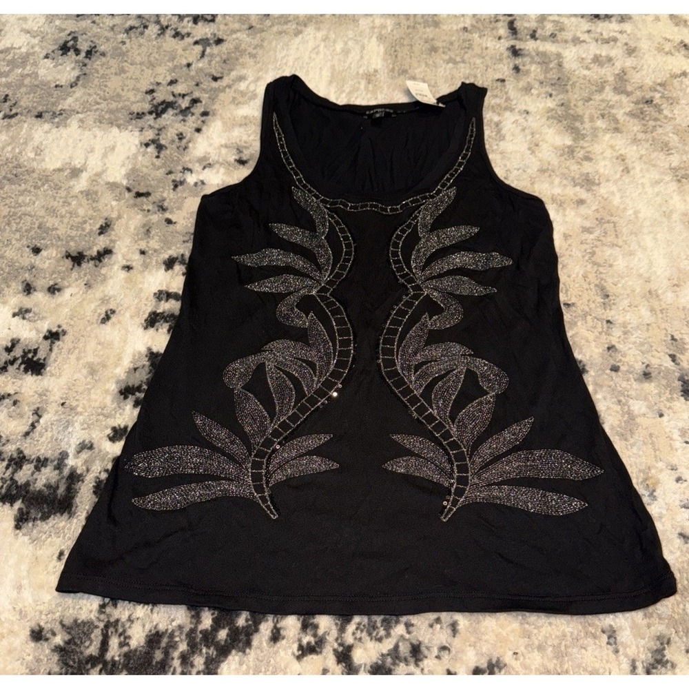 Express Women's Black Sequin Bling Tank Top Shirt Size X-Small XS New‎
